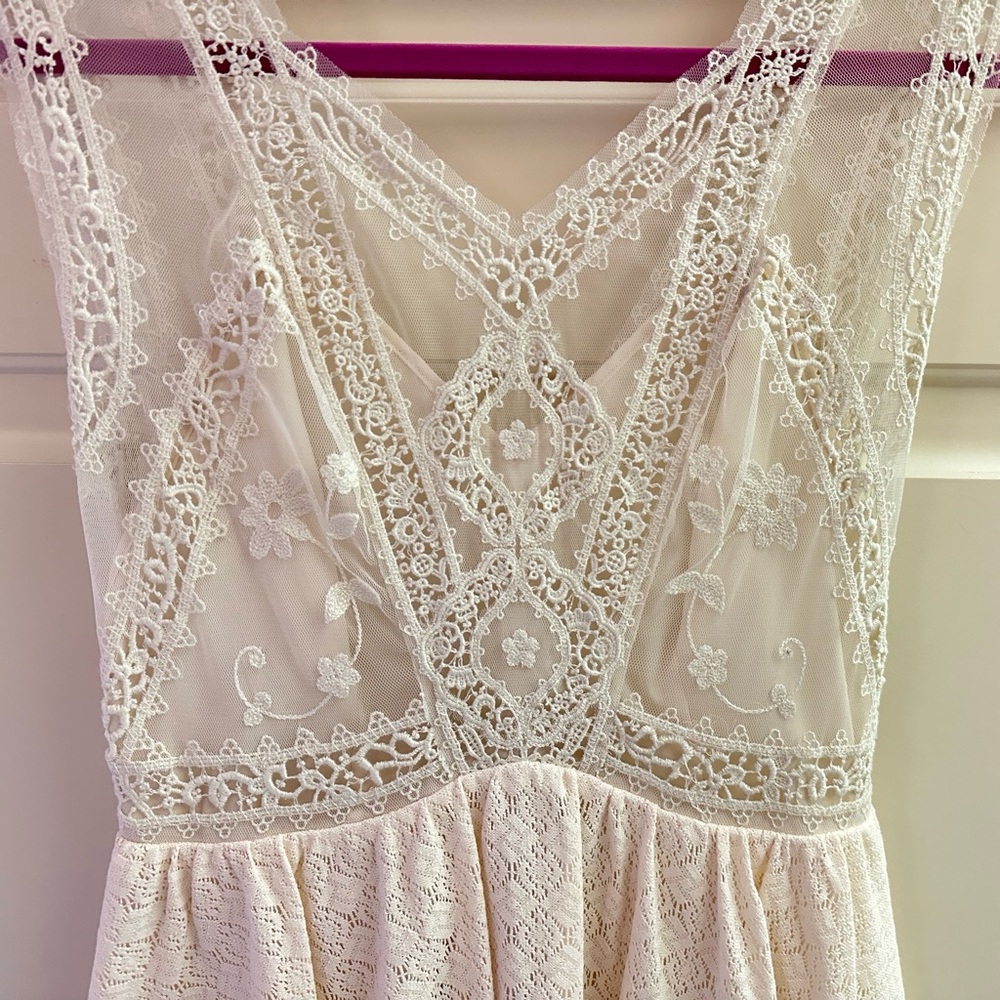 Free People Victoria Ecru Lace Dress in Cream - Picture 4 of 11